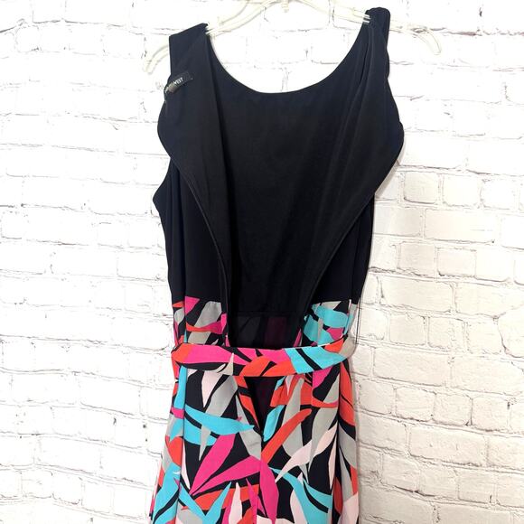 Nine West Wms 16 Sleeveless Black Geometric Abstract Print Flowy Maxi Dress - Picture 6 of 12